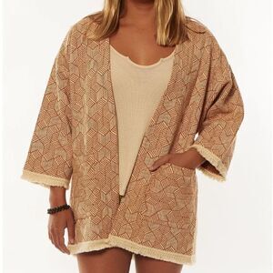 NWT Sisstr Evolution White and Orange Jacket with Fringe Kimono in Size XS/S